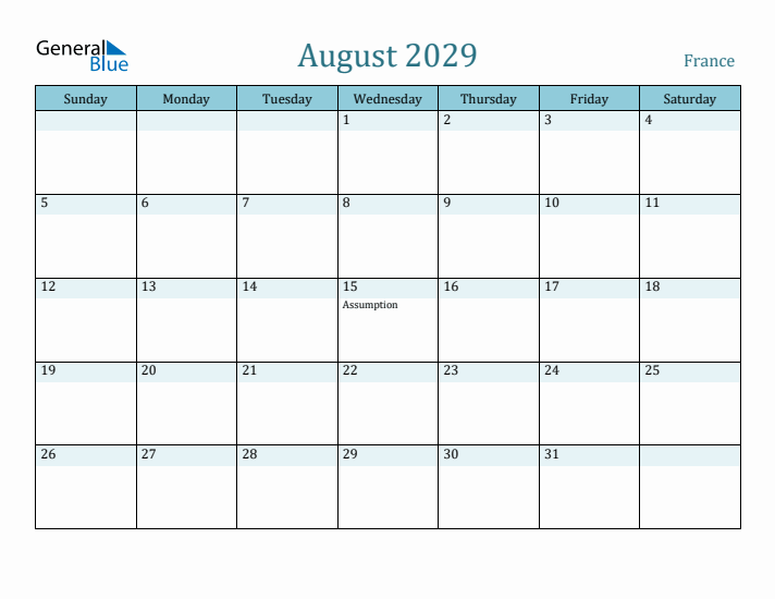 August 2029 Calendar with Holidays