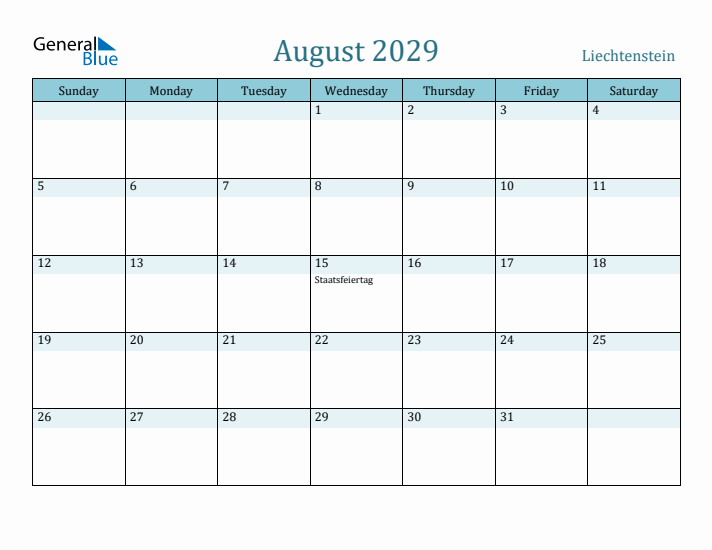 August 2029 Calendar with Holidays