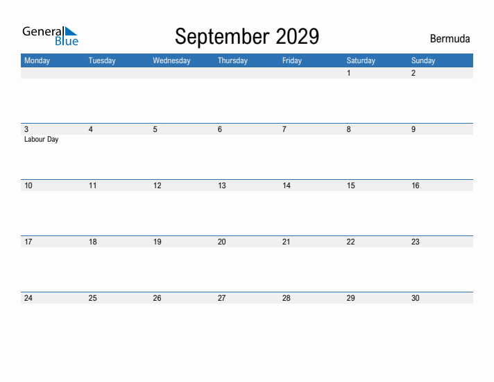 Fillable September 2029 Calendar