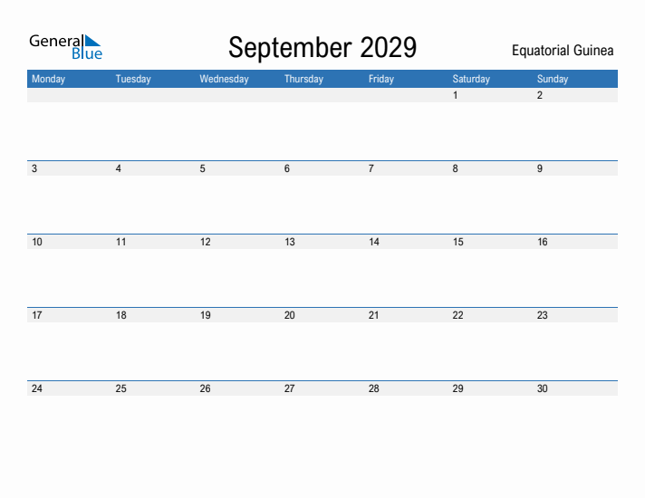 Fillable September 2029 Calendar