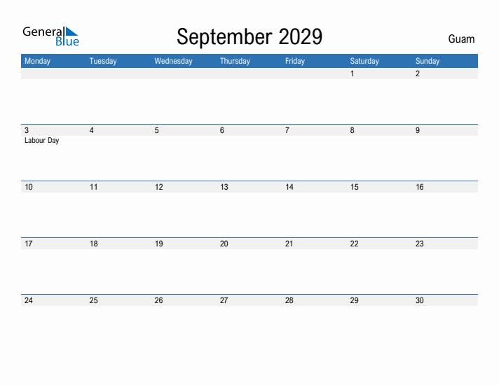 Fillable September 2029 Calendar