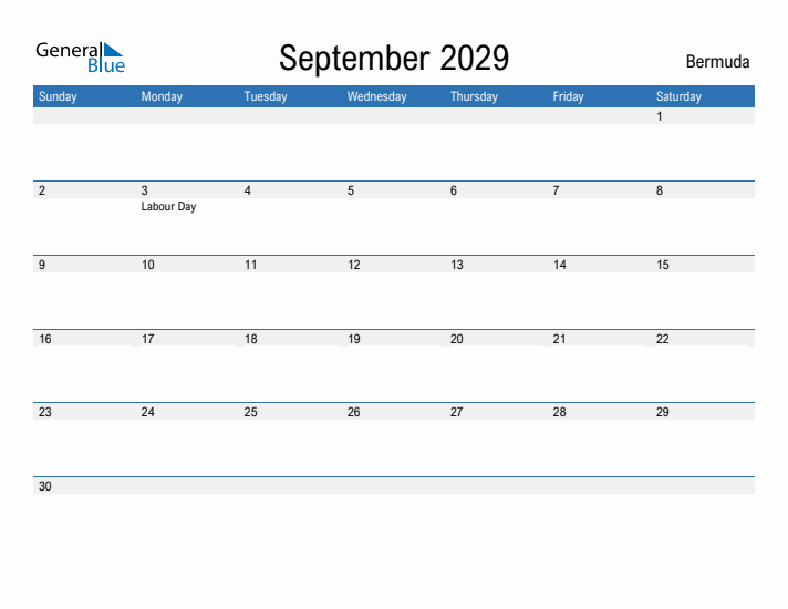 Fillable September 2029 Calendar