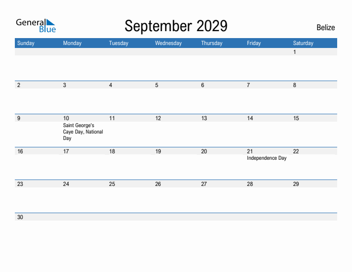 Fillable September 2029 Calendar