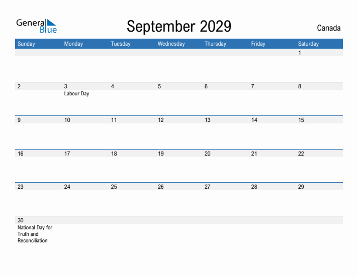 Fillable September 2029 Calendar