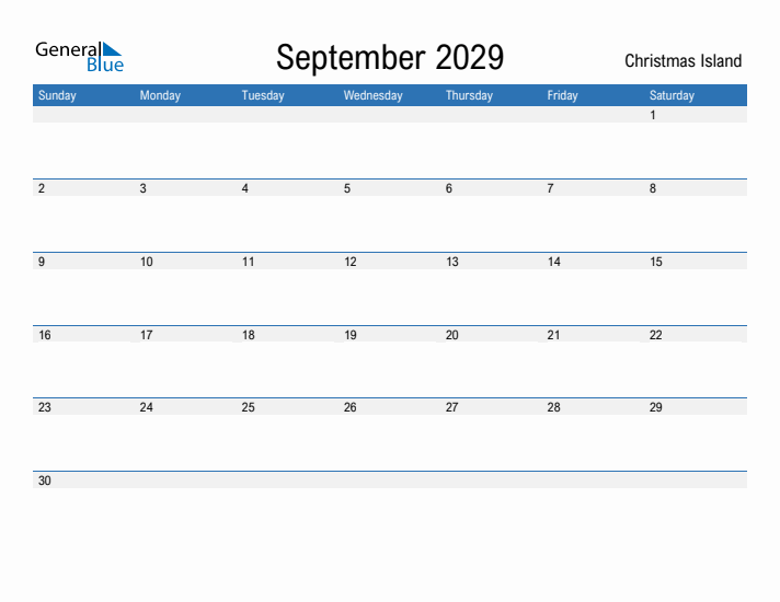 Fillable September 2029 Calendar