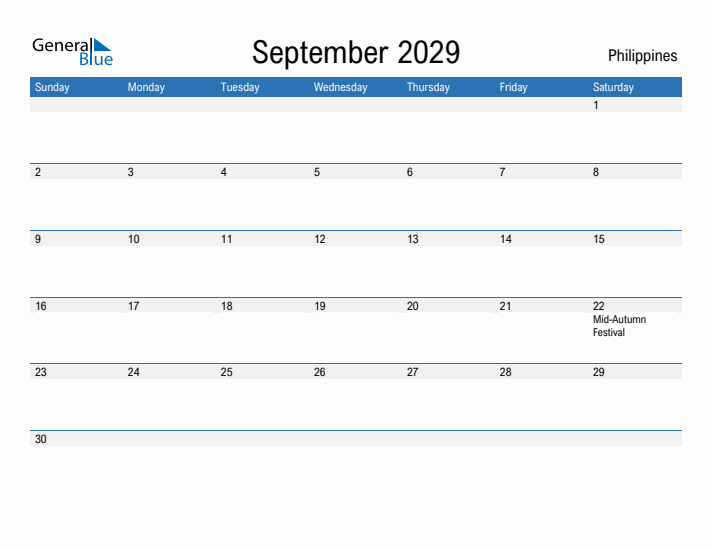 Fillable September 2029 Calendar