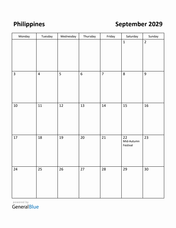 September 2029 Calendar with Philippines Holidays