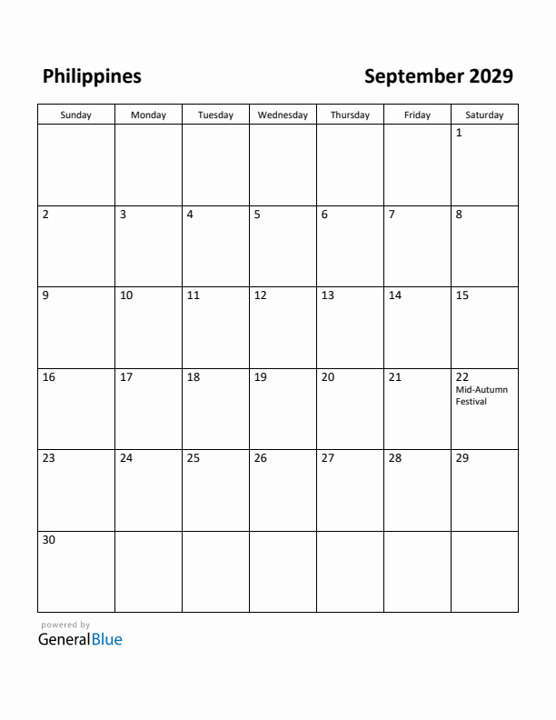 September 2029 Calendar with Philippines Holidays