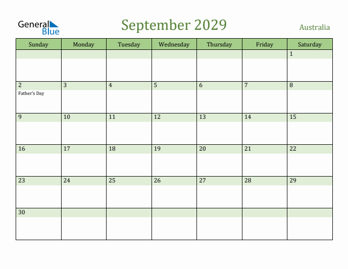 September 2029 Calendar with Australia Holidays