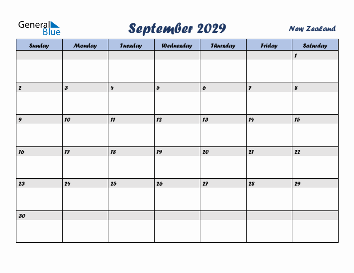 September 2029 Calendar with Holidays in New Zealand