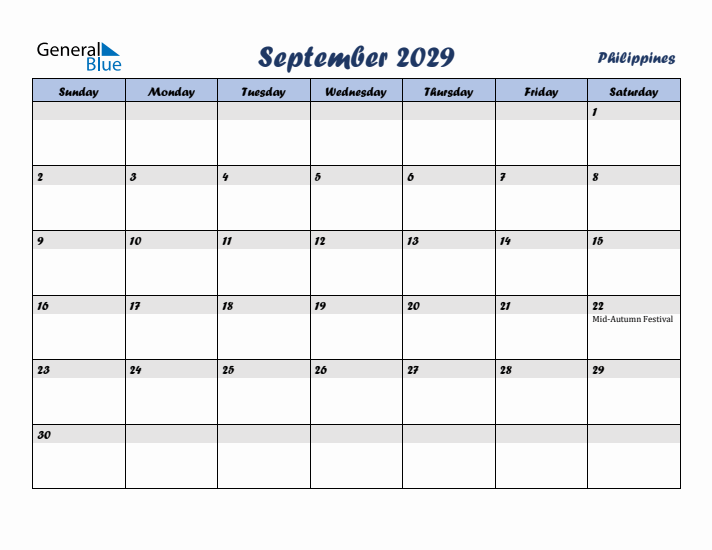 September 2029 Calendar with Holidays in Philippines