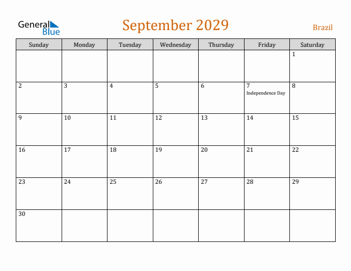 September 2029 Holiday Calendar with Sunday Start