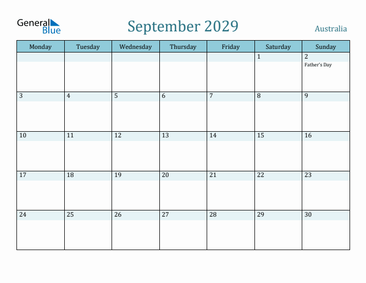 September 2029 Calendar with Holidays