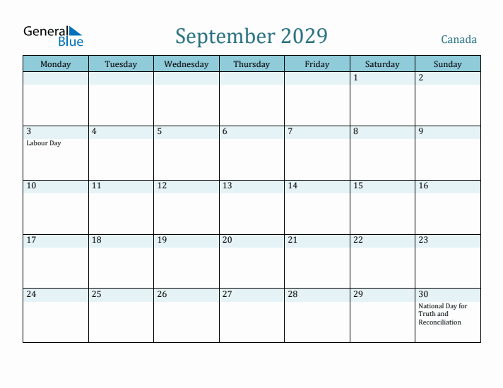 September 2029 Calendar with Holidays