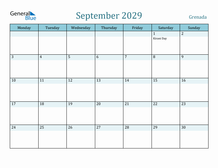 September 2029 Calendar with Holidays