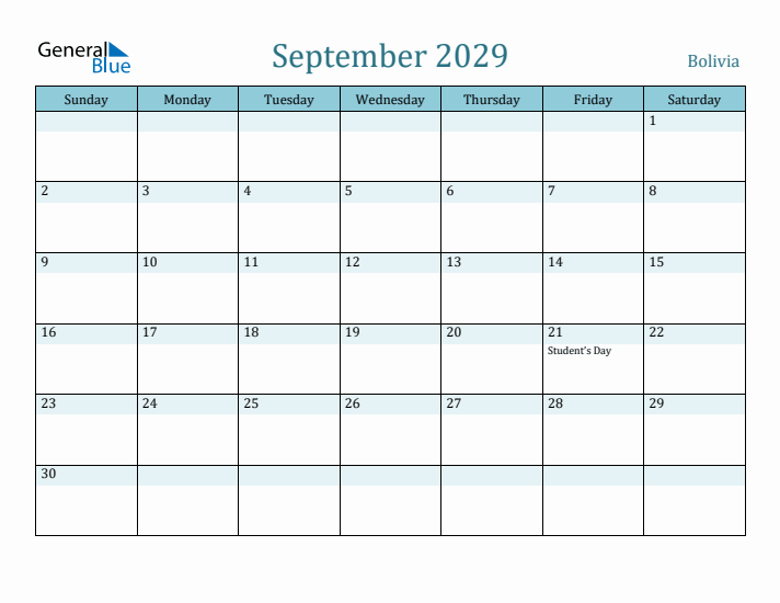 September 2029 Calendar with Holidays