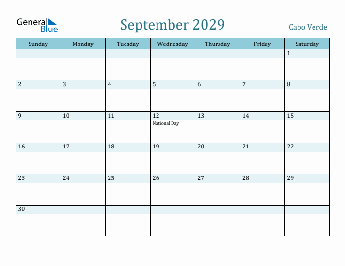 September 2029 Calendar with Holidays