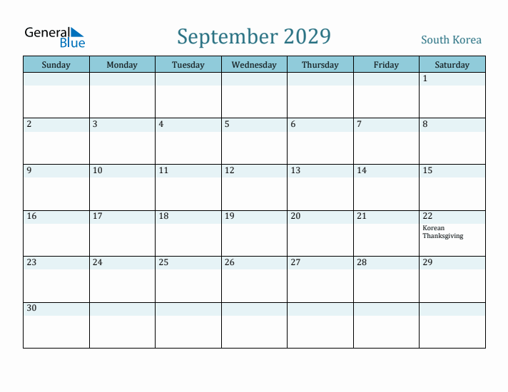 September 2029 Calendar with Holidays