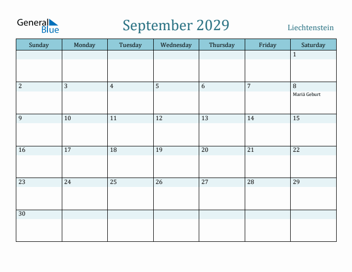 September 2029 Calendar with Holidays