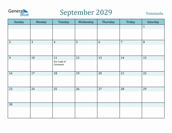 September 2029 Calendar with Holidays