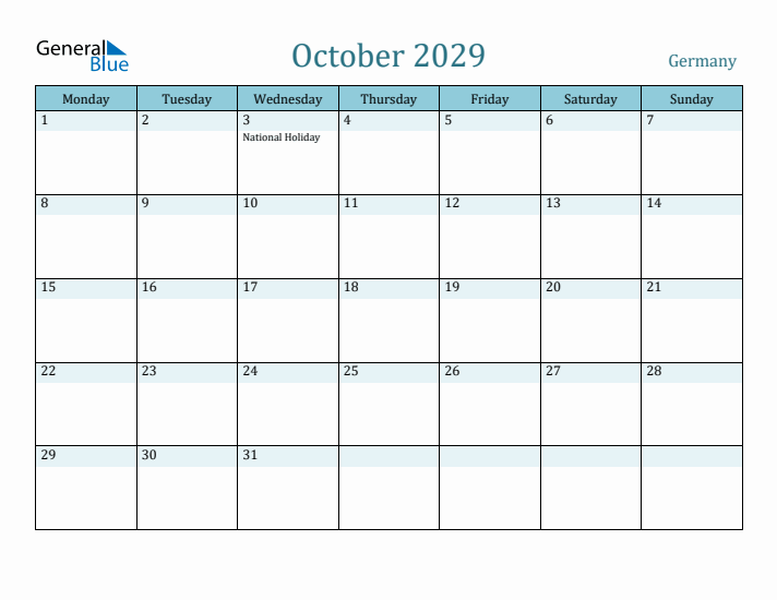 October 2029 Calendar with Holidays