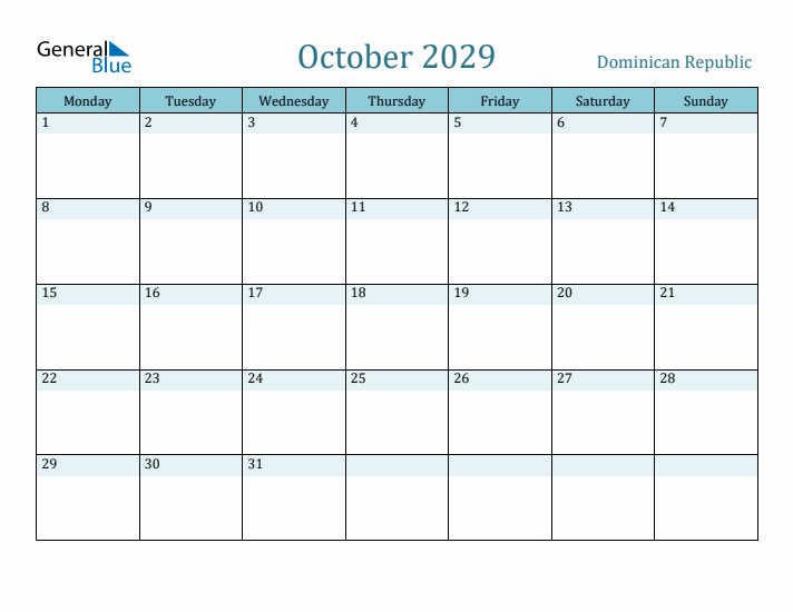 October 2029 Calendar with Holidays