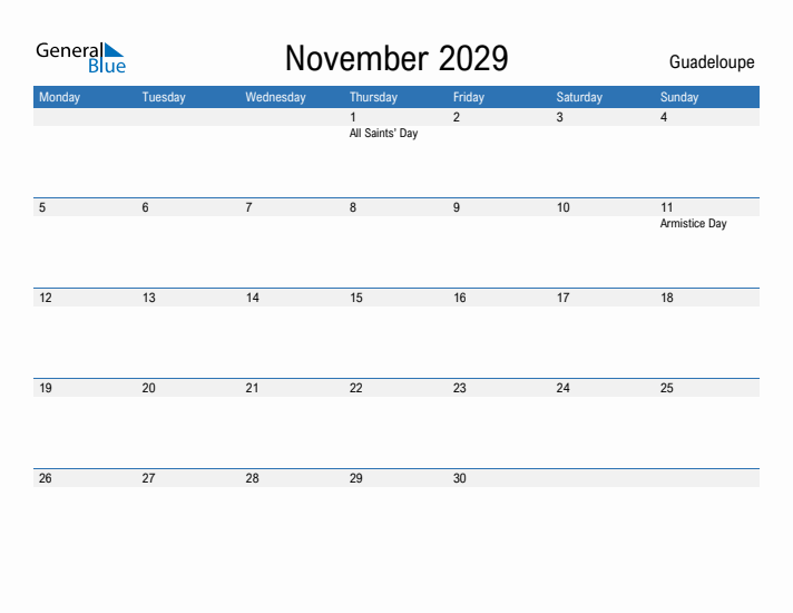 Fillable November 2029 Calendar