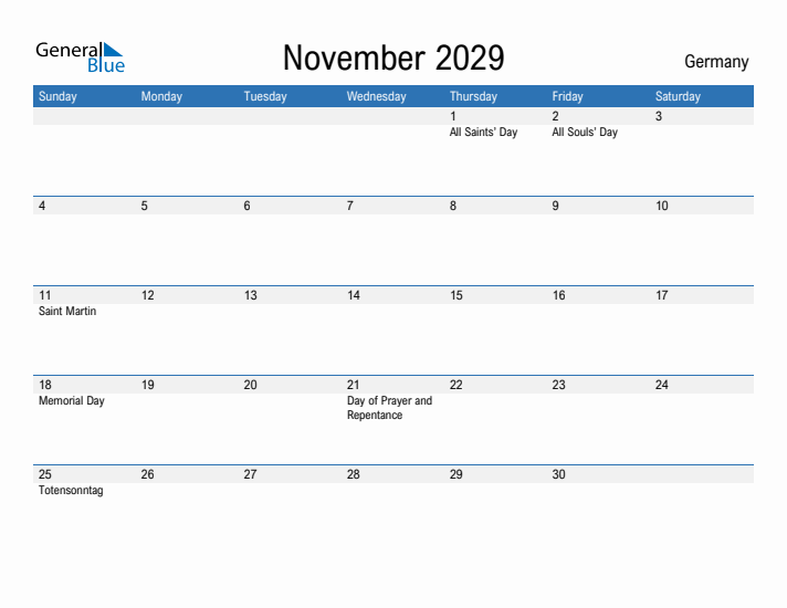 Fillable November 2029 Calendar