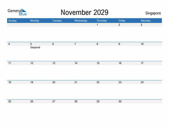 Fillable November 2029 Calendar