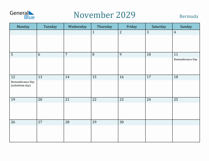 November 2029 Calendar with Holidays