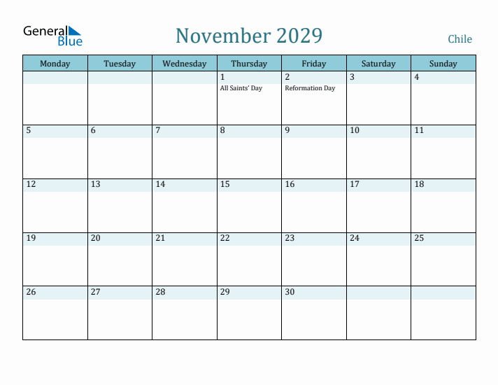 November 2029 Calendar with Holidays