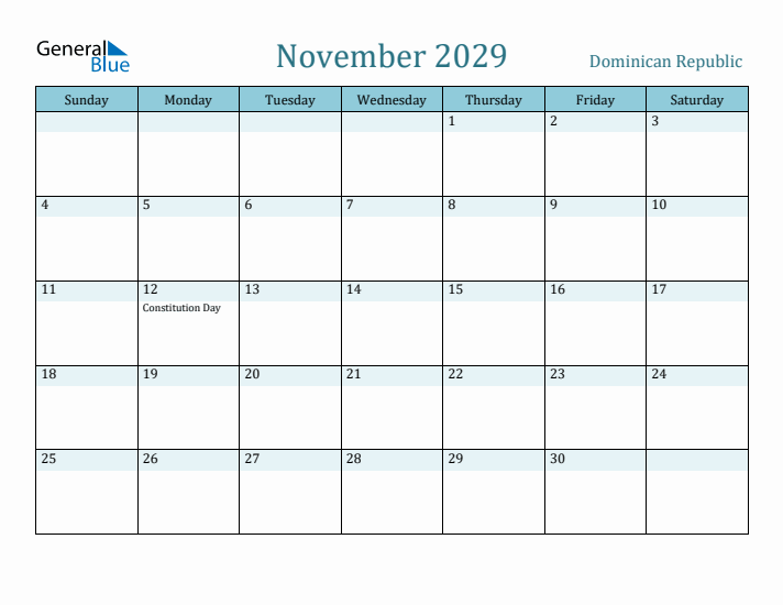 November 2029 Calendar with Holidays