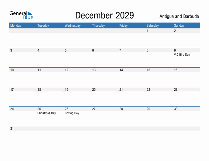 Fillable December 2029 Calendar