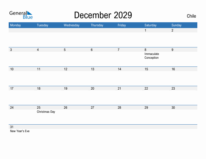 Fillable December 2029 Calendar