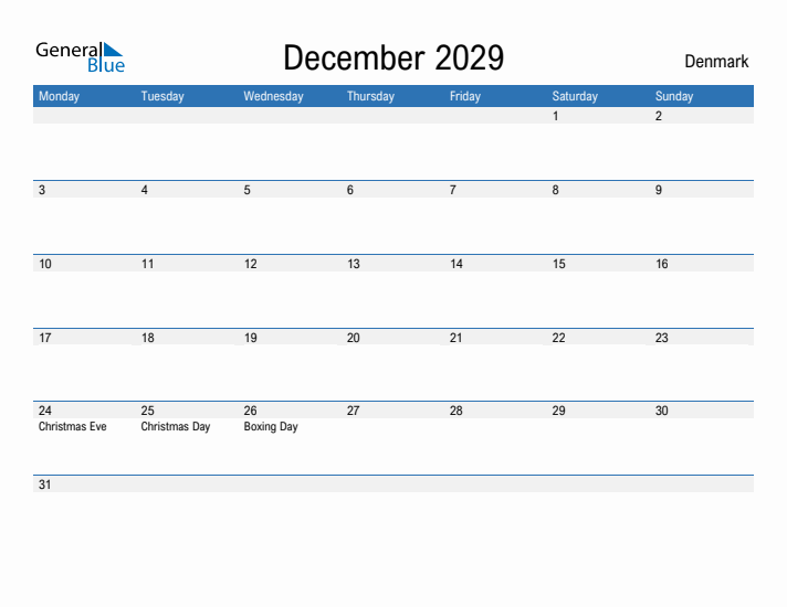 Fillable December 2029 Calendar