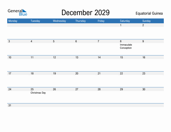 Fillable December 2029 Calendar