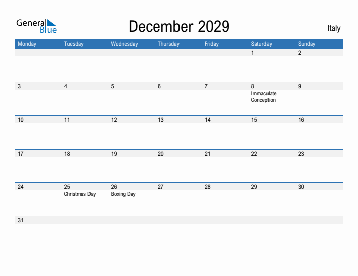 Fillable December 2029 Calendar