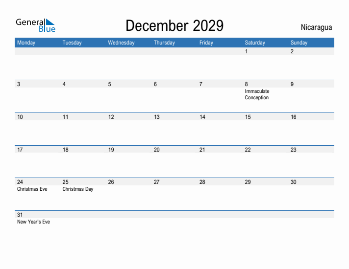 Fillable December 2029 Calendar