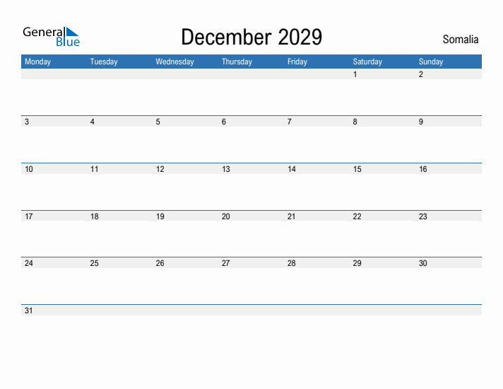 Fillable December 2029 Calendar