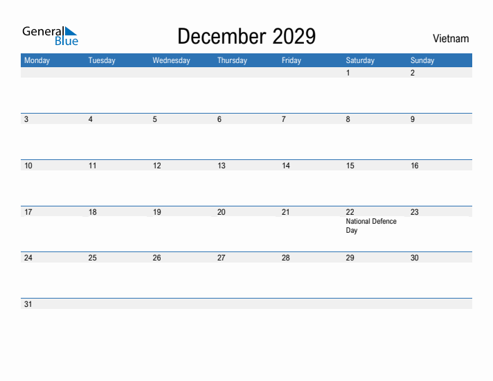 Fillable December 2029 Calendar