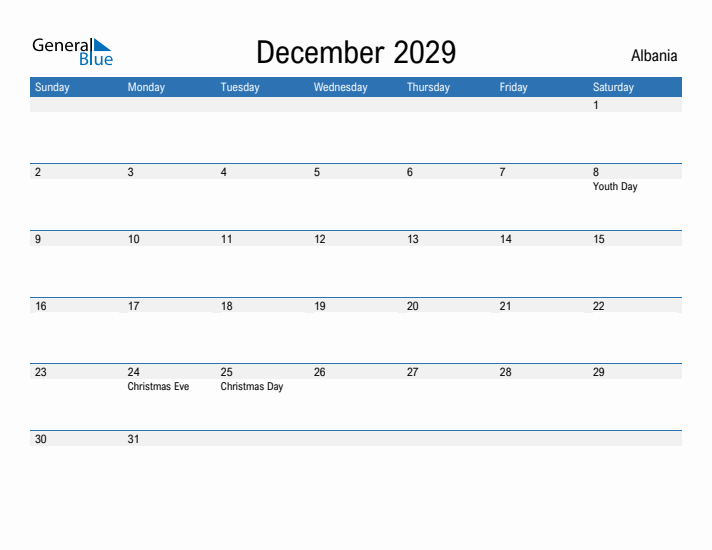 Fillable December 2029 Calendar