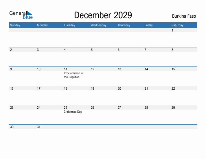 Fillable December 2029 Calendar