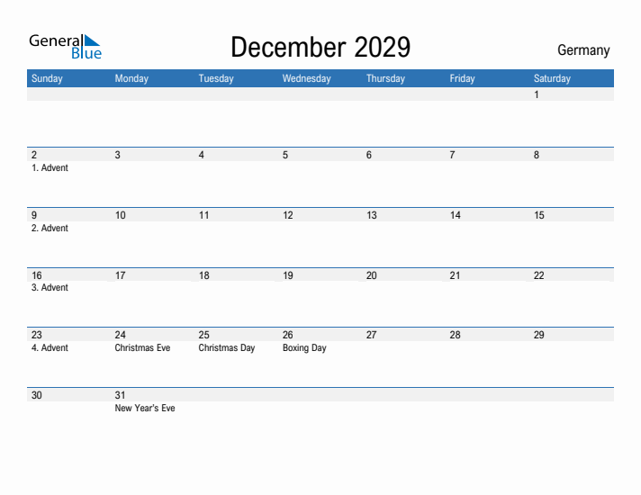 Fillable December 2029 Calendar