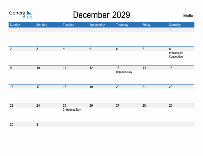 Fillable December 2029 Calendar