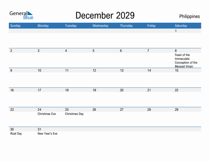 Fillable December 2029 Calendar