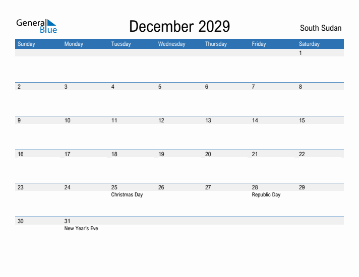 Fillable December 2029 Calendar