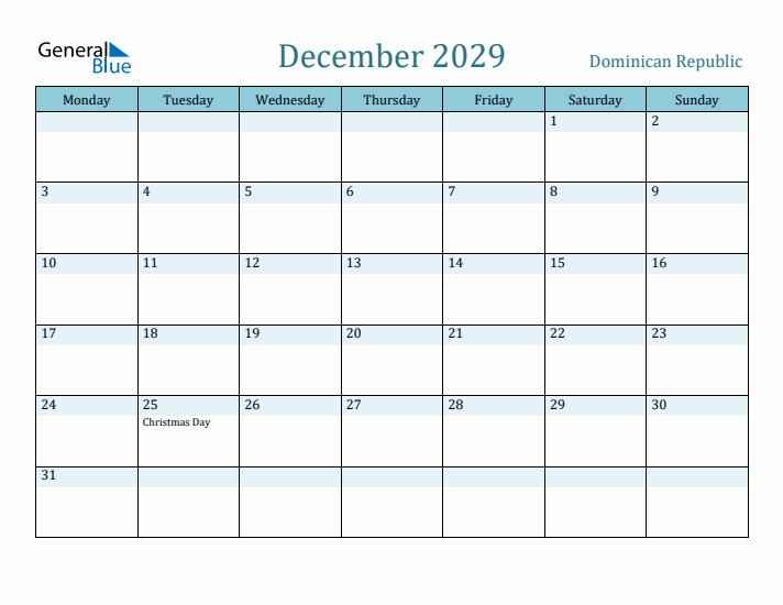 December 2029 Calendar with Holidays