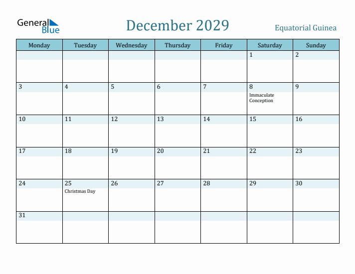 December 2029 Calendar with Holidays