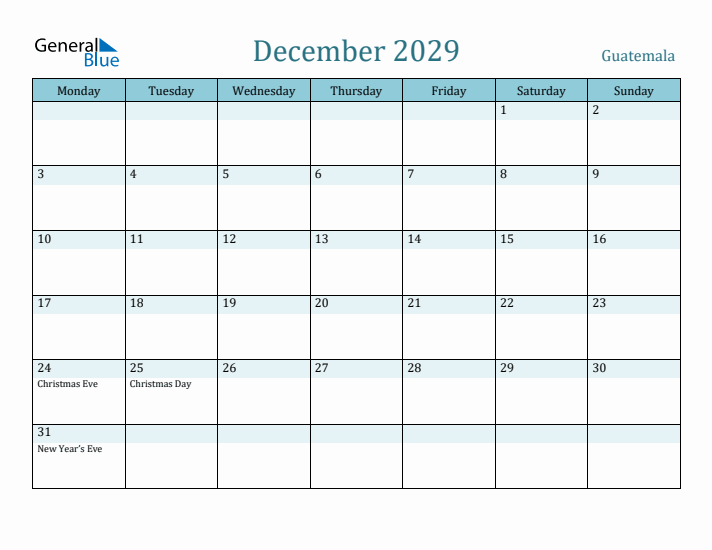 December 2029 Calendar with Holidays