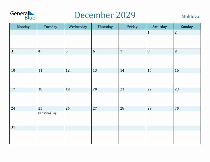 December 2029 Calendar with Holidays